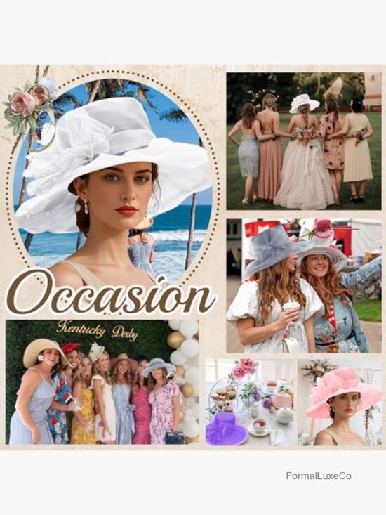 Organza Fascinator Derby Hat One Size Wide Brim Sun Protection Tea Party Wedding